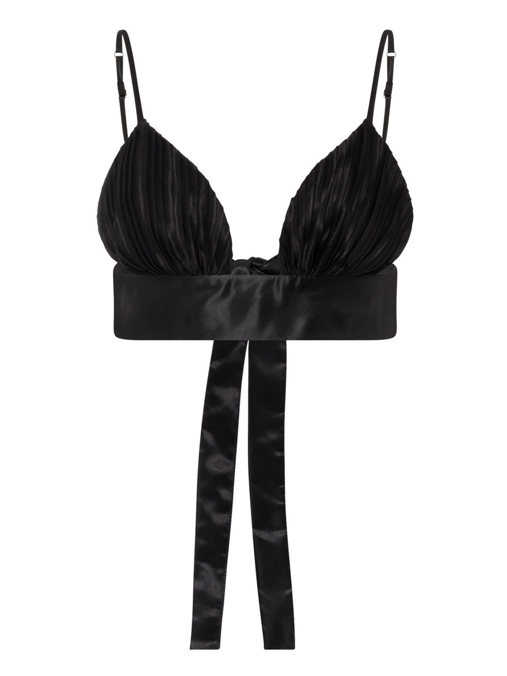 Gergana Ivanova Isabella Satin Tie Back Top in Black